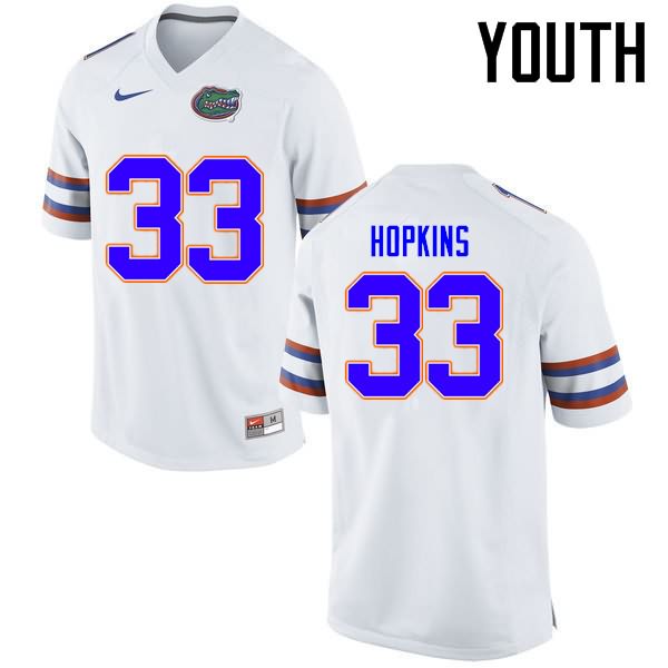 NCAA Florida Gators Tyriek Hopkins Youth #33 Nike White Stitched Authentic College Football Jersey SVL8664AV